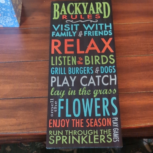Colorful Backyard Rules Sign - Picture 1 of 8